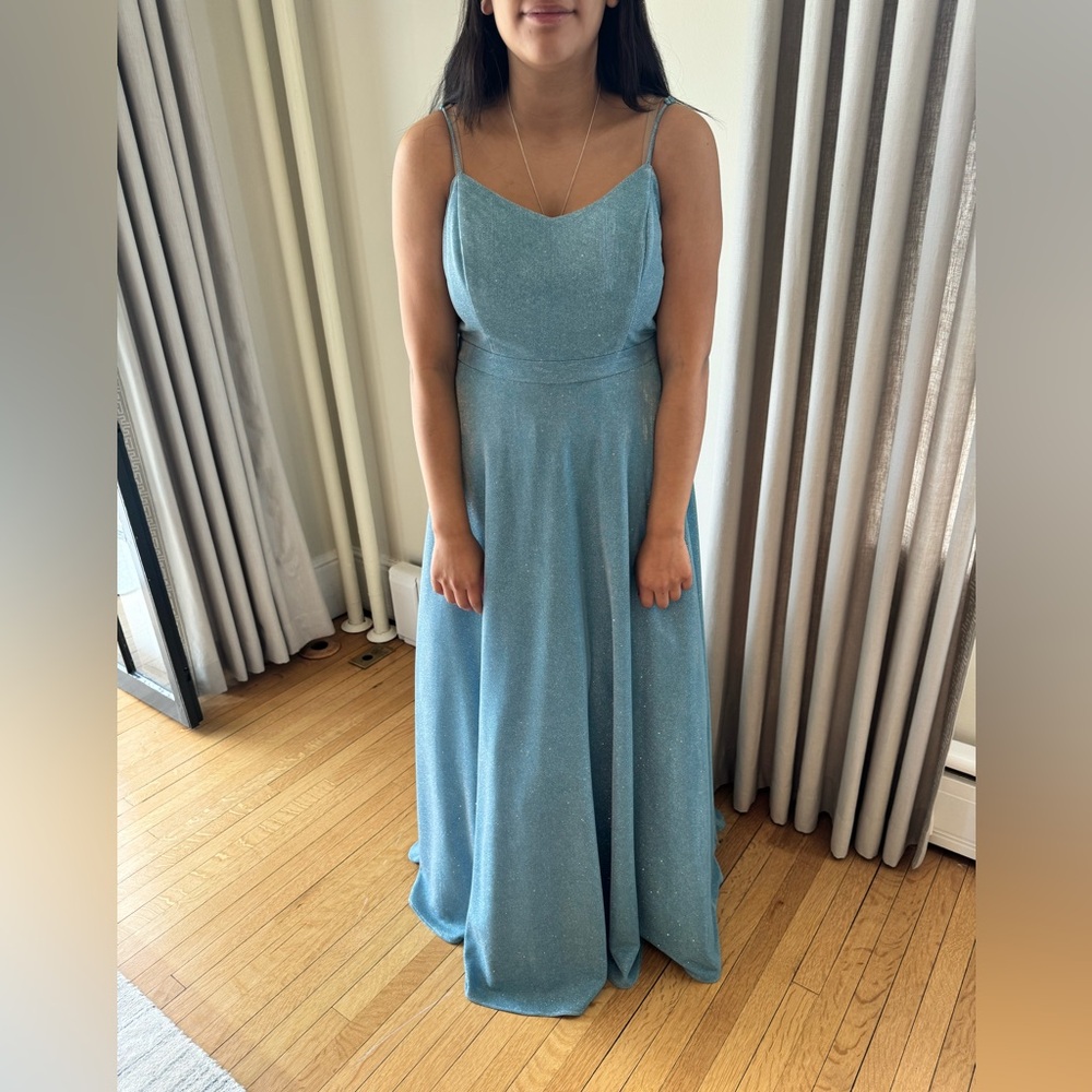 Size 15 light blue sparkly prom dress. Worn once.